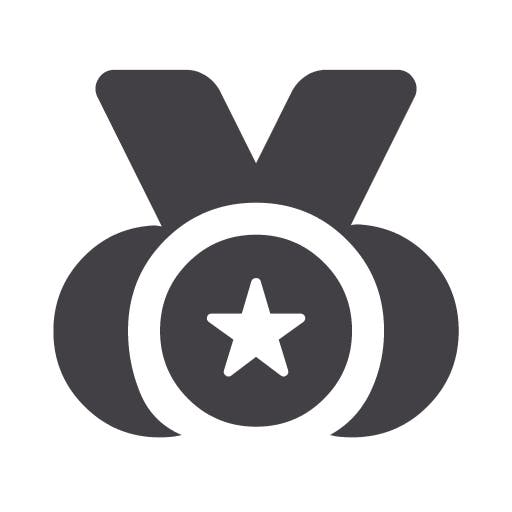 Vector-style icon with a transparent background depicting a medal.