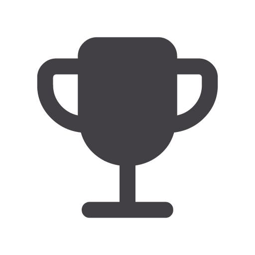 A black trophy icon, in vector style. The trophy has two handles, one on each side.